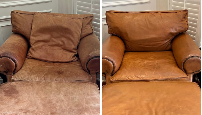 Asiento de cuero restaurado